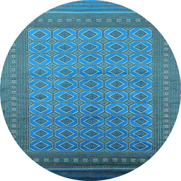 Round Machine Washable Oriental Light Blue Industrial Rug, wshurb1991lblu