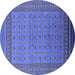 Round Oriental Blue Industrial Rug, urb1991blu