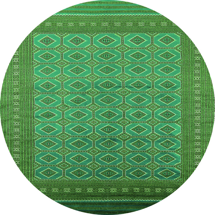 Round Oriental Green Industrial Rug, urb1991grn
