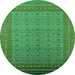 Round Oriental Green Industrial Rug, urb1991grn