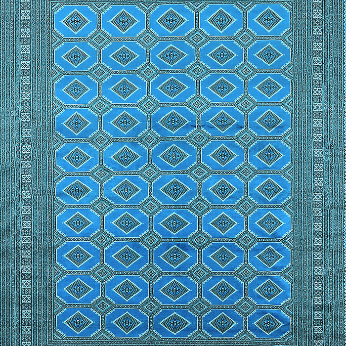 Machine Washable Oriental Light Blue Industrial Rug, wshurb1991lblu