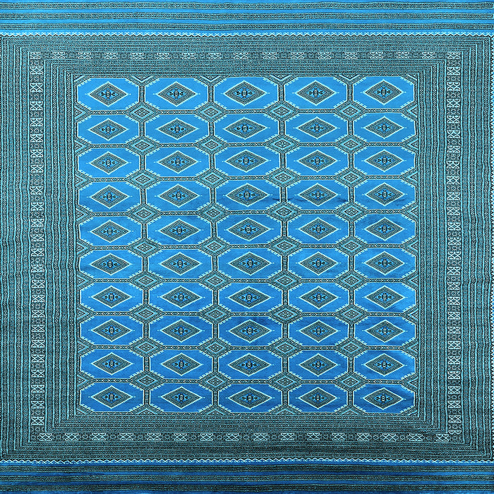 Square Machine Washable Oriental Light Blue Industrial Rug, wshurb1991lblu