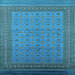 Square Machine Washable Oriental Light Blue Industrial Rug, wshurb1991lblu