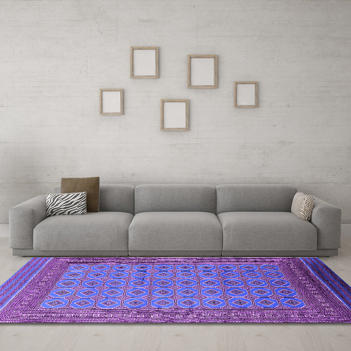 Machine Washable Oriental Purple Industrial Area Rugs in a Living Room, wshurb1991pur