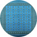 Round Oriental Light Blue Industrial Rug, urb1991lblu