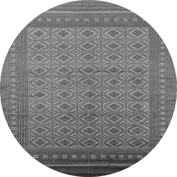 Round Oriental Gray Industrial Rug, urb1991gry