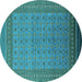 Round Oriental Turquoise Industrial Rug, urb1991turq