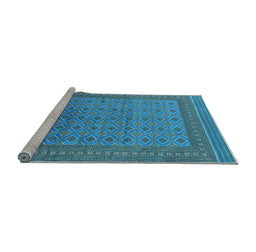 Sideview of Machine Washable Oriental Light Blue Industrial Rug, wshurb1991lblu