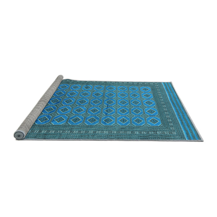 Sideview of Machine Washable Oriental Light Blue Industrial Rug, wshurb1991lblu