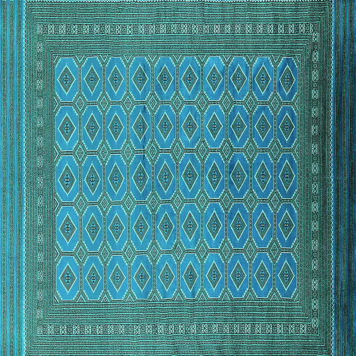 Square Machine Washable Oriental Turquoise Industrial Area Rugs, wshurb1991turq