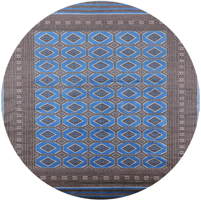 Round Mid-Century Modern Plum Purple Oriental Rug, urb1991