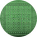 Round Oriental Emerald Green Industrial Rug, urb1991emgrn