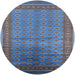 Round Mid-Century Modern Blue Oriental Rug, urb1992