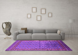 Machine Washable Oriental Pink Industrial Rug in a Living Room, wshurb1992pnk