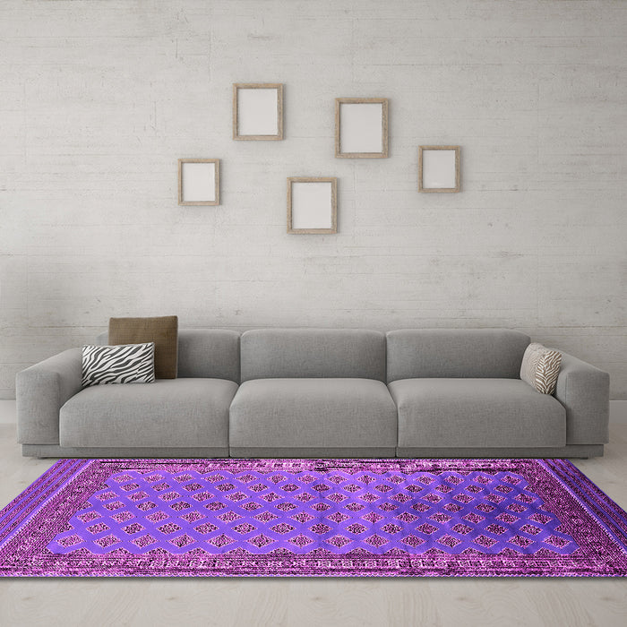 Machine Washable Oriental Pink Industrial Rug in a Living Room, wshurb1992pnk