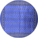 Round Oriental Blue Industrial Rug, urb1992blu