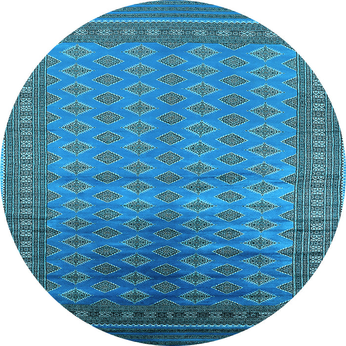 Round Machine Washable Oriental Light Blue Industrial Rug, wshurb1992lblu