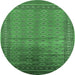 Round Oriental Emerald Green Industrial Rug, urb1992emgrn