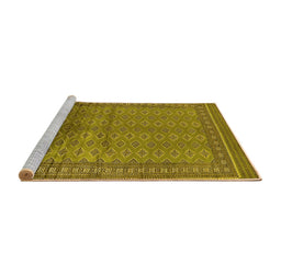 Sideview of Machine Washable Oriental Yellow Industrial Rug, wshurb1992yw
