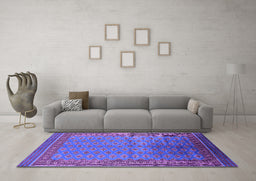 Machine Washable Oriental Purple Industrial Area Rugs in a Living Room, wshurb1992pur
