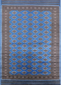 Machine Washable Industrial Modern Blue Rug, wshurb1992