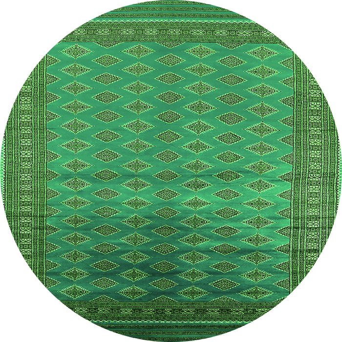 Round Machine Washable Oriental Green Industrial Area Rugs, wshurb1992grn