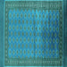 Square Oriental Turquoise Industrial Rug, urb1992turq