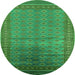 Round Oriental Green Industrial Rug, urb1992grn