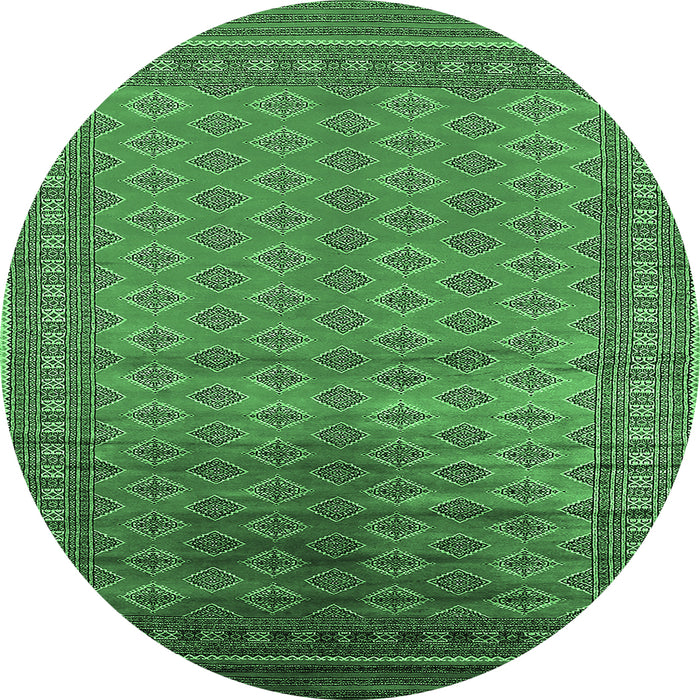 Round Machine Washable Oriental Emerald Green Industrial Area Rugs, wshurb1992emgrn
