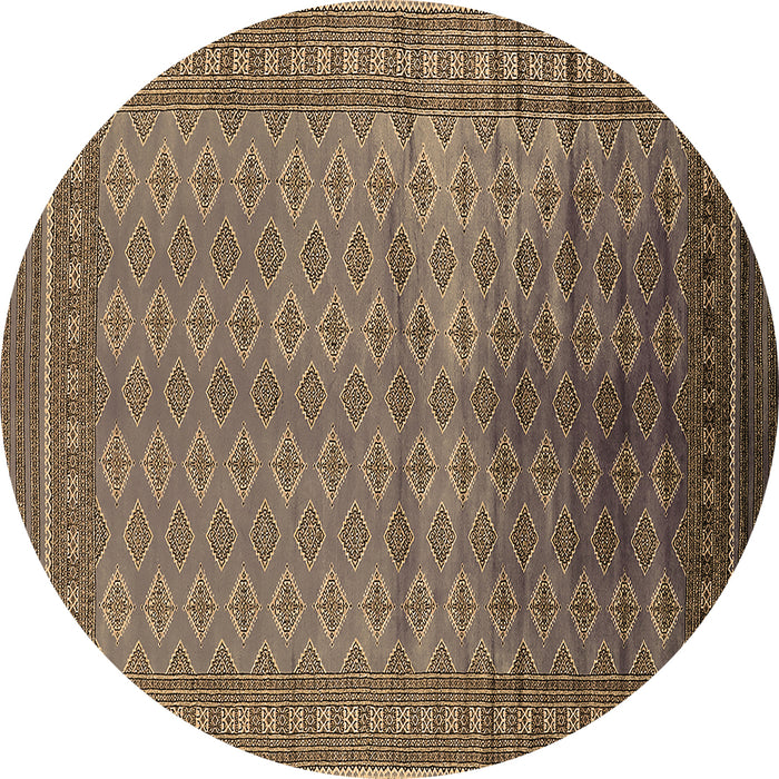 Round Oriental Brown Industrial Rug, urb1992brn