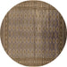 Round Oriental Brown Industrial Rug, urb1992brn