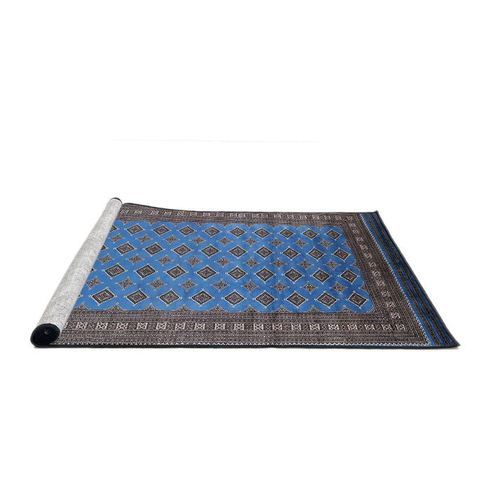 Sideview of Machine Washable Industrial Modern Blue Rug, wshurb1993