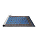 Sideview of Machine Washable Industrial Modern Blue Rug, wshurb1993