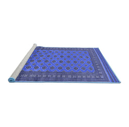 Sideview of Machine Washable Oriental Blue Industrial Rug, wshurb1993blu