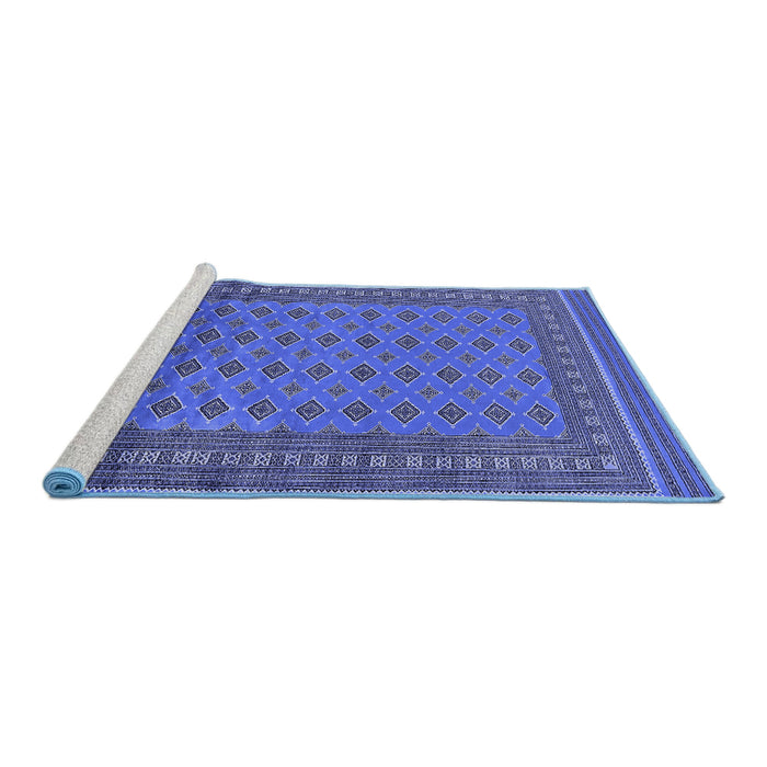 Sideview of Machine Washable Oriental Blue Industrial Rug, wshurb1993blu