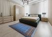 Machine Washable Industrial Modern Blue Rug in a Bedroom, wshurb1993