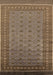 Machine Washable Oriental Brown Industrial Rug, wshurb1993brn