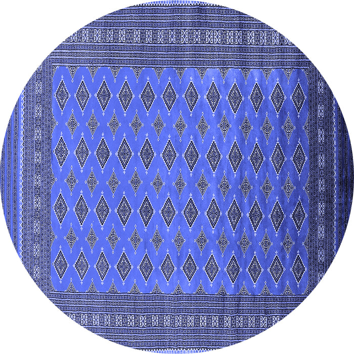 Round Oriental Blue Industrial Rug, urb1993blu