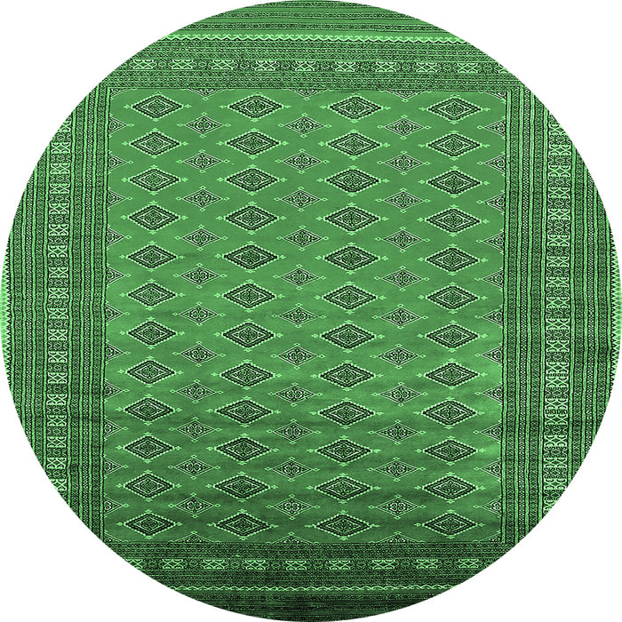 Round Oriental Emerald Green Industrial Rug, urb1993emgrn