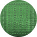 Round Oriental Emerald Green Industrial Rug, urb1993emgrn