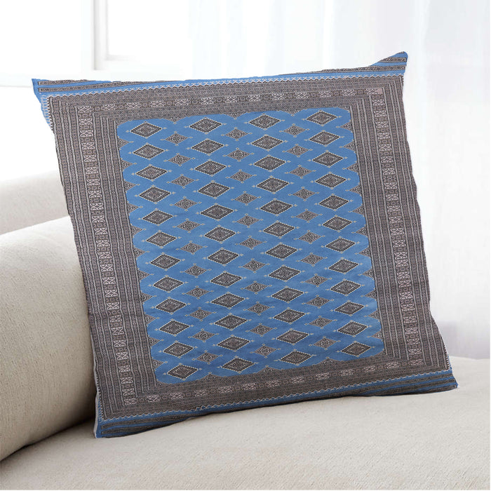 Lifestyle Image of Mid-Century Modern Urban Square Blue Throw Pillow, 18 inch by 18 inch, pwurb1993
