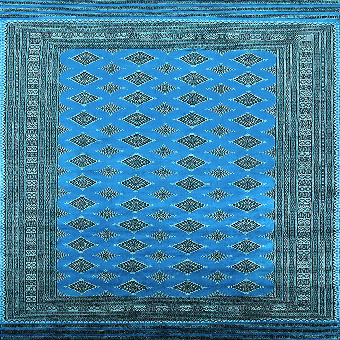 Square Machine Washable Oriental Light Blue Industrial Rug, wshurb1993lblu
