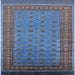 Square Machine Washable Industrial Modern Blue Rug, wshurb1993