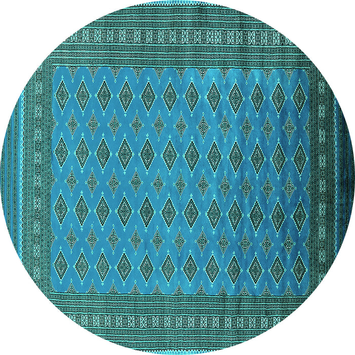 Round Machine Washable Oriental Turquoise Industrial Area Rugs, wshurb1993turq