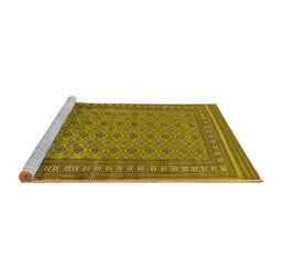 Sideview of Machine Washable Oriental Yellow Industrial Rug, wshurb1993yw