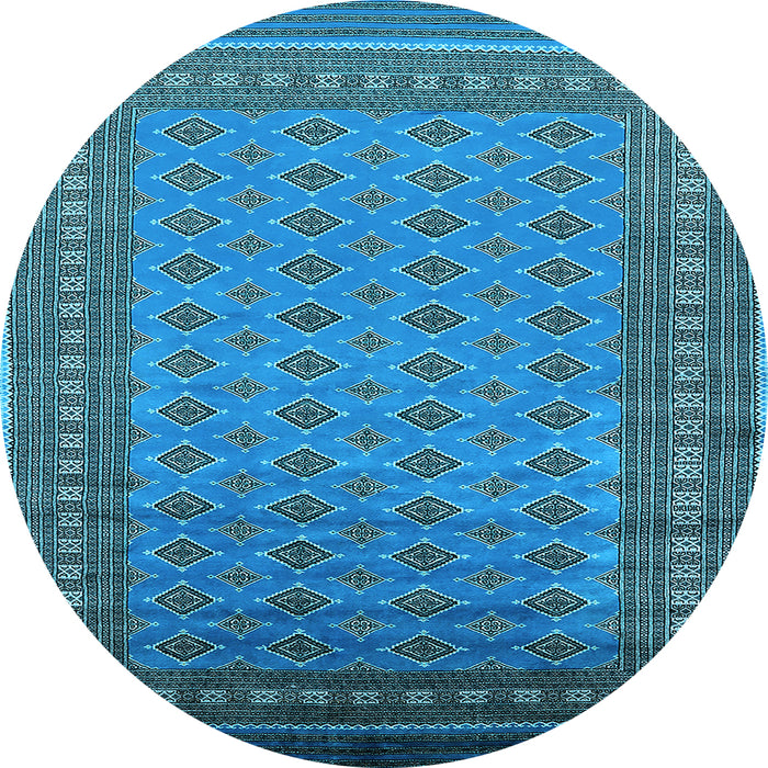 Round Machine Washable Oriental Light Blue Industrial Rug, wshurb1993lblu