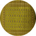 Round Machine Washable Oriental Yellow Industrial Rug, wshurb1993yw