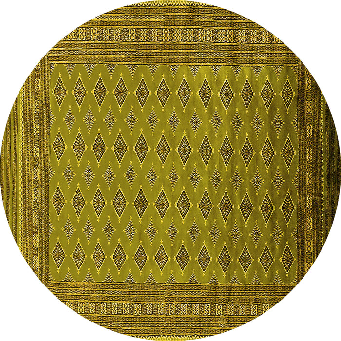 Round Oriental Yellow Industrial Rug, urb1993yw