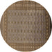 Round Oriental Brown Industrial Rug, urb1993brn