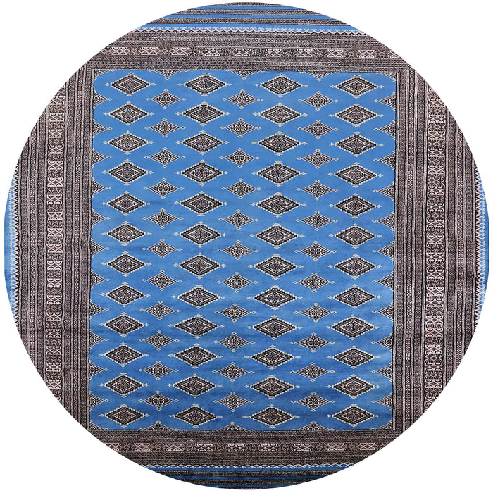 Round Mid-Century Modern Blue Oriental Rug, urb1993